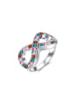 thumb Multi-color Number Eight Shaped Crystal Ring 0