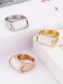 thumb Stainless Steel With Shell Fashion Geometric Solitaire Rings 2