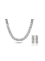 thumb High Quality Letter V Shaped Zircon Two Pieces Jewelry Set 0