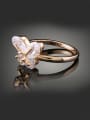 thumb Fashion Cubic Zircon-studded Butterfly Gold Plated Copper Ring 1