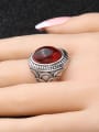 thumb Retro style Red Carnelian stone Antique Silver Plated Alloy Ring 1