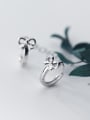 thumb 925 Sterling Silver With Silver Plated Cute Hollow Bowknot Clip On Earrings 0