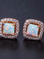 thumb Square Shaped Opal Zircons Small Stud Earrings 1