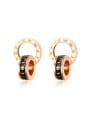 thumb Elegant Rose Gold Plated Geometric Zircon Titanium Drop Earrings 0