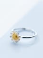 thumb Temperament Chrysanthemum Shaped Gold Plated S925 Silver Ring 1