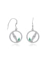 thumb Simple Shiny Zirconias 925 Silver Bamboo Earrings 0