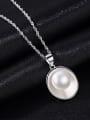 thumb 925 Sterling Silver With  Artificial Pearl  Simplistic Oval Necklaces 3