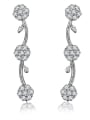 thumb Elegant Plum Blossom Shaped Zircon Drop Earrings 0