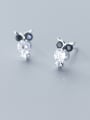 thumb 925 Sterling Silver With Silver Plated Cute Owl Stud Earrings 2