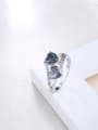 thumb Multi-color White Gold Plated Heart Shaped Stone Ring 2