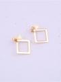 thumb Titanium With Gold Plated Simplistic Hollow Square Drop Earrings 0