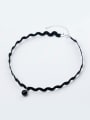 thumb Elegant Black Wave Shaped Artificial Pearl S925 Silver Necklace 0