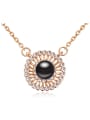 thumb Fashion Imitation Pearl Cubic Crystals Round Pendant Alloy Necklace 0