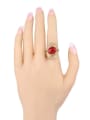 thumb Retro Noble style Red Resin stone White Crystals Gold Plated Ring 1