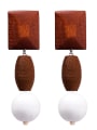 thumb Alloy With Retro-exaggerated square geometry woody ball personality Earrings 2