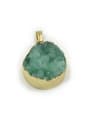 thumb Gold Plated Natural Green Crystal Round Pendant 1