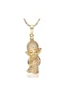 thumb Copper Alloy Gold Plated Vintage God of Fortune Zircon Necklace 0