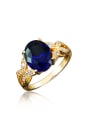 thumb Blue 18K Gold Plated Oval Shaped Zircon Ring 0