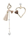 thumb Alloy With Gold Plated Fashion Asymmetric Heart Tassel  Earrings 0