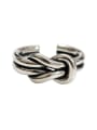 thumb Retro style Two-band Knot Silver Opening Ring 0