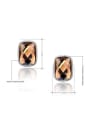 thumb Champagne Platinum Plated Square Shaped Two Pieces Jewelry Set 1