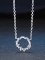 thumb Simple Zirconias-covered Hollow Circle Pendant 925 Silver Necklace 0