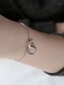 thumb 925 Sterling Silver With Platinum Plated Simplistic Double Ring Bracelets 1