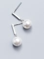 thumb 925 Sterling Silver With Platinum Plated Classic Ball Stud Earrings 2
