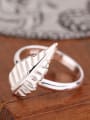 thumb Simple Leaf Silver Women Ring 2