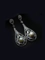 thumb White Gold Plated Zircon Drop Cluster earring 1