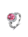 thumb All-match Pink Round Shaped Zircon Platinum Plated Ring 0