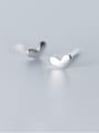 thumb Lovely Heart Shaped S925 Silver Glossy Stud Earrings 2