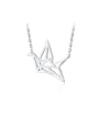 thumb 925 Sterling Silver With Platinum Plated Simplistic Paper Crane Necklaces 2