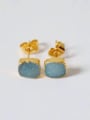 thumb Tiny Square Natural Crystal Stud Earrings 0