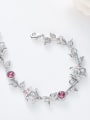 thumb Fashion Roses Leaves Pink austrian Crystals Bracelet 2