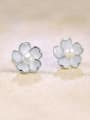 thumb Temperament Flower Shaped Pearl stud Earring 0