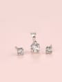 thumb Copper Alloy White Gold Plated Simple style Zircon Two Pieces Jewelry Set 0