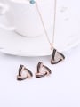 thumb Alloy Rose Gold Plated Fashion Rhinestone Triangle-shaped Two Pieces Jewelry Set 1