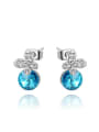 thumb Elegant Blue Round Shaped Austria Crystal Stud Earrings 0