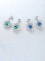 thumb 925 Sterling Silver With  Cubic Zirconia Luxury Flower Cluster Earrings 2