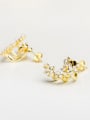 thumb Delicate Gold Plated Flower Shaped Pearl Earrings 1