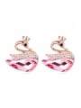 thumb Exquisite austrian Crystals Swan Rose Gold Plated Stud Earrings 2