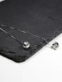 thumb Simple Shiny Cubic Zirconias Bead 925 Silver Line Earrings 0