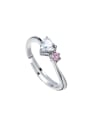 thumb Simple Heart-shaped Zircon Platinum Plated Ring 0