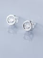 thumb 925 Sterling Silver With Platinum Plated Simplistic Round Stud Earrings 0