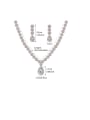 thumb Copper With Platinum Plated Simplistic Water Drop Earrings And Necklaces 2 Piece Jewelry Set 4