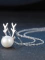 thumb 925 Sterling Silver Tiny Deer Antlers Freshwater Pearl Necklace 2