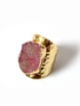 thumb Personalized Natural Crystal Gold Plated Opening Ring 2