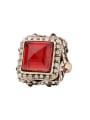 thumb Retro style Square Red Resin stone Crystals Alloy Ring 0