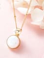 thumb Fashion 925 Silver Round Opal Artificial Pearl Necklace 2